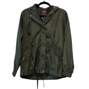 Cavalini Dark Green Utility Rain Jacket Medium Gold Hardware